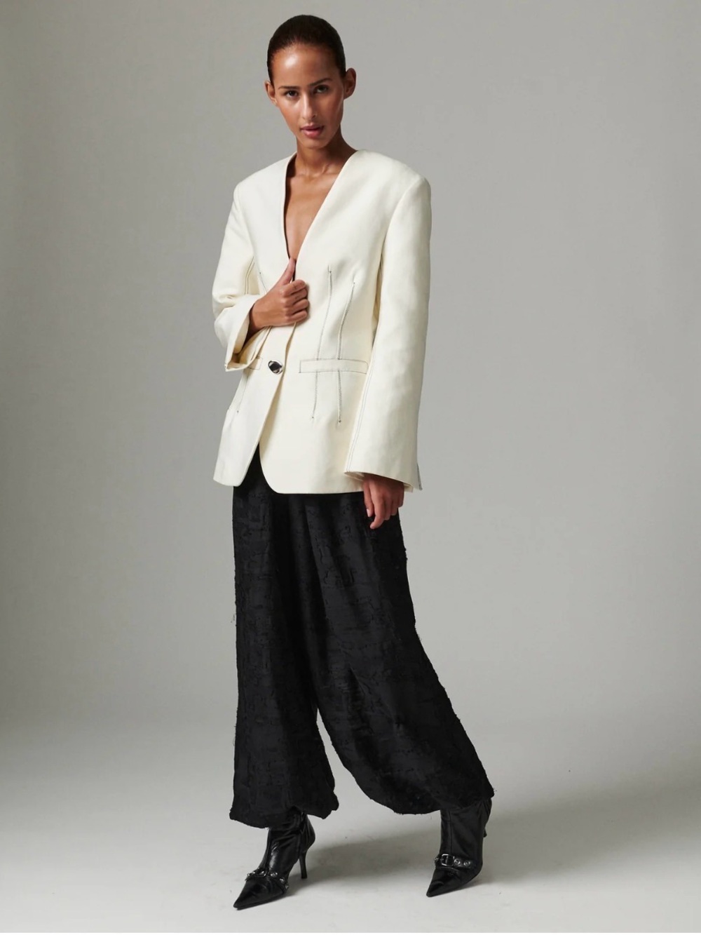 Day birger et mikkelsen Textured Black Wide-Leg Palazzo Pants NWT